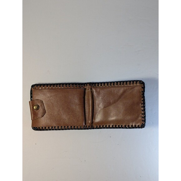 Vintage Hand Tooled Leather Wallet Deer Forest Scene Western Bifold Snap Brown - Picture 9 of 15